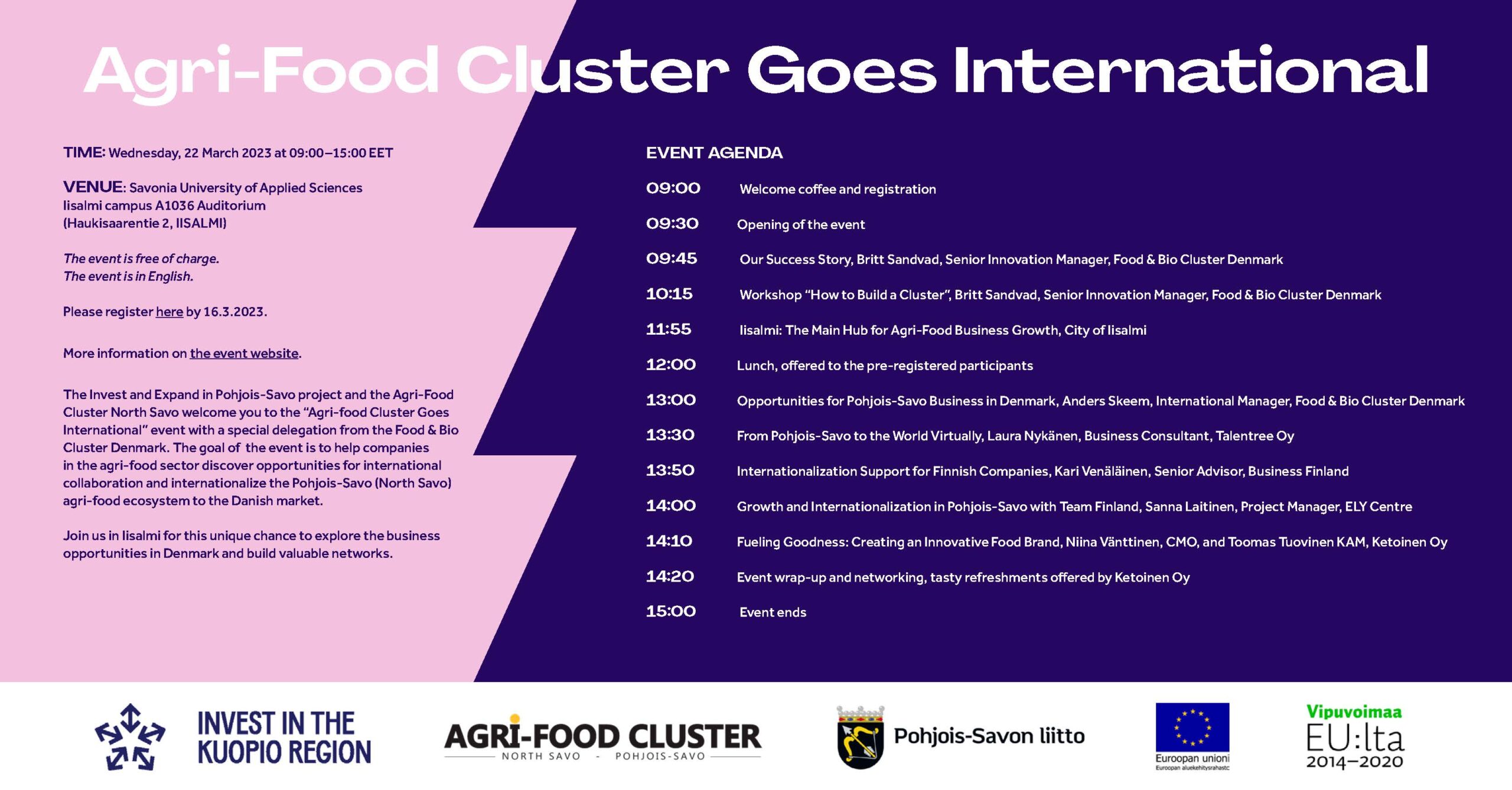 Agri-Food Cluster Goes International event schedule